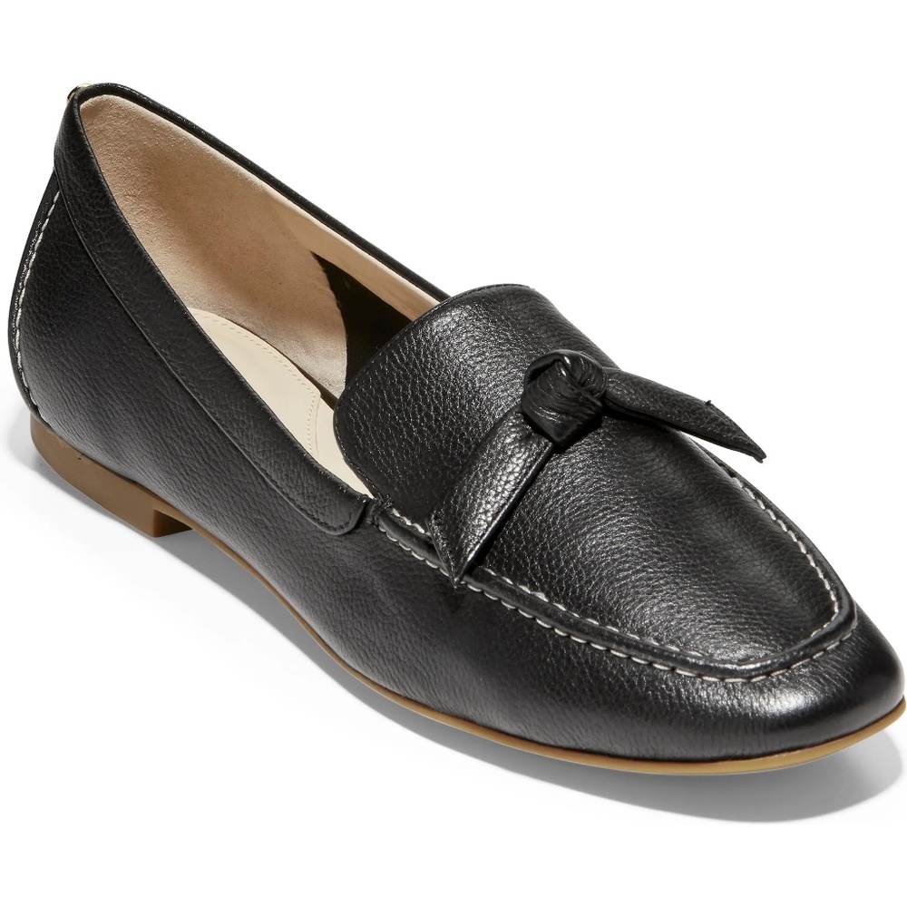 Cole Haan Caddie Bow Loafer Black Leather Flats - Picture 1 of 14